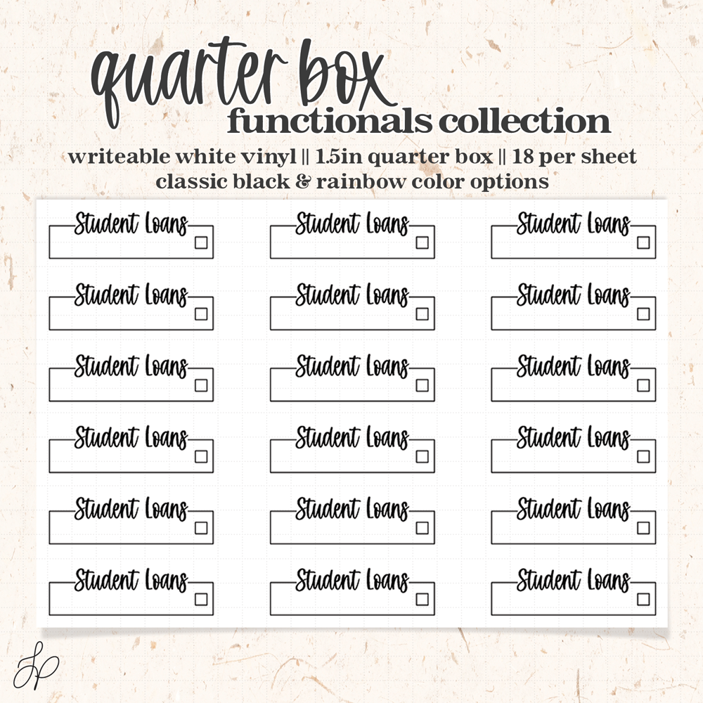 Student Loans || Quarter Box Planner Stickers