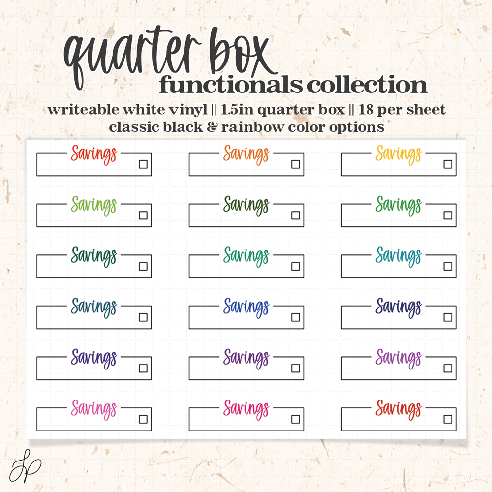 Savings || Quarter Box Planner Stickers