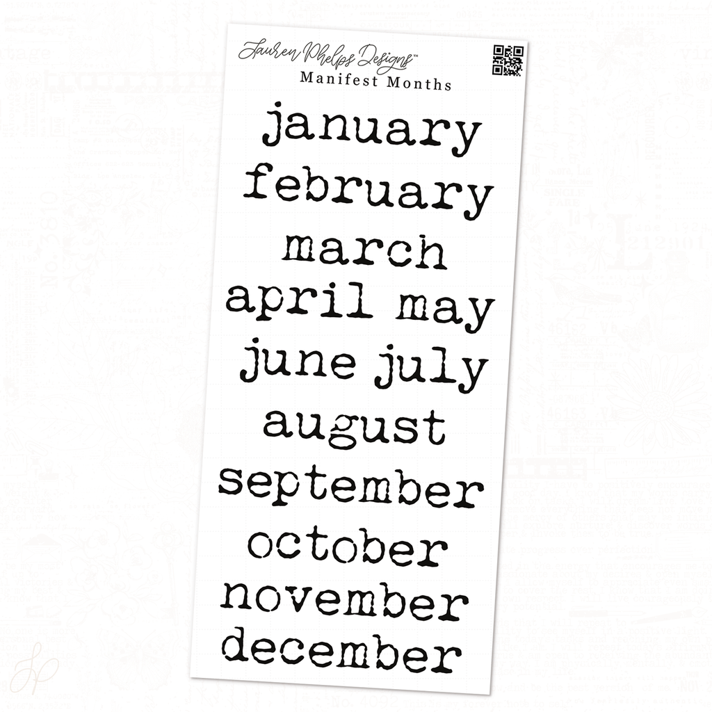 Manuscript Months Sticker Sheet | Washi or White