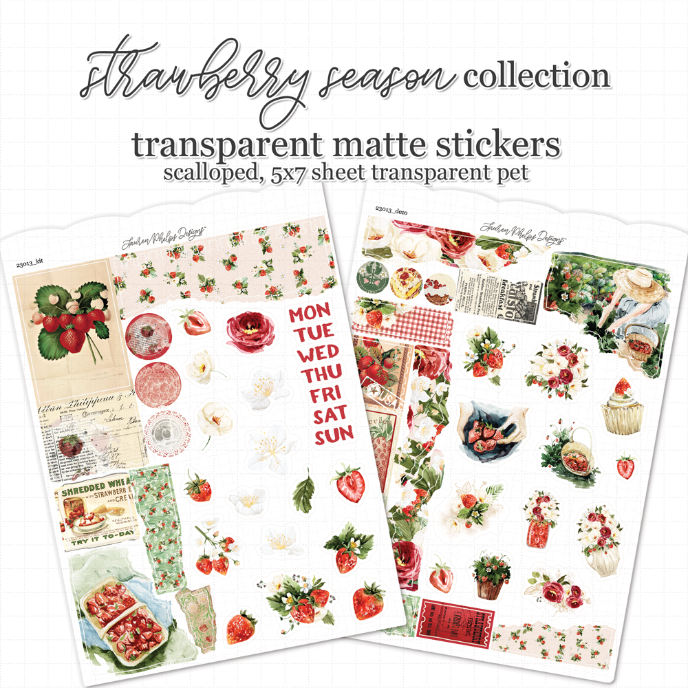 Strawberry Season Satin P.E.T. Journaling Sticker Sheet Set