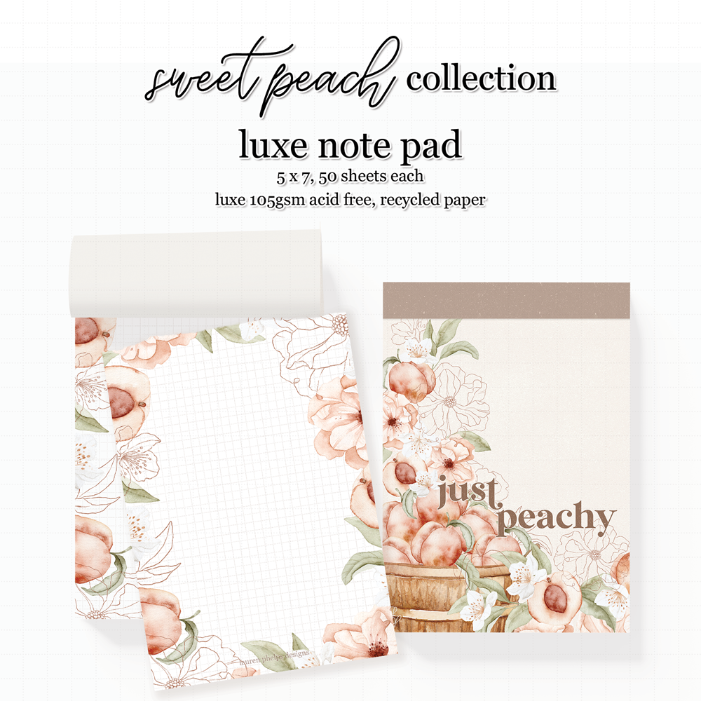 Sweet Peach 'Just Peachy' 5 x 7 Notepad