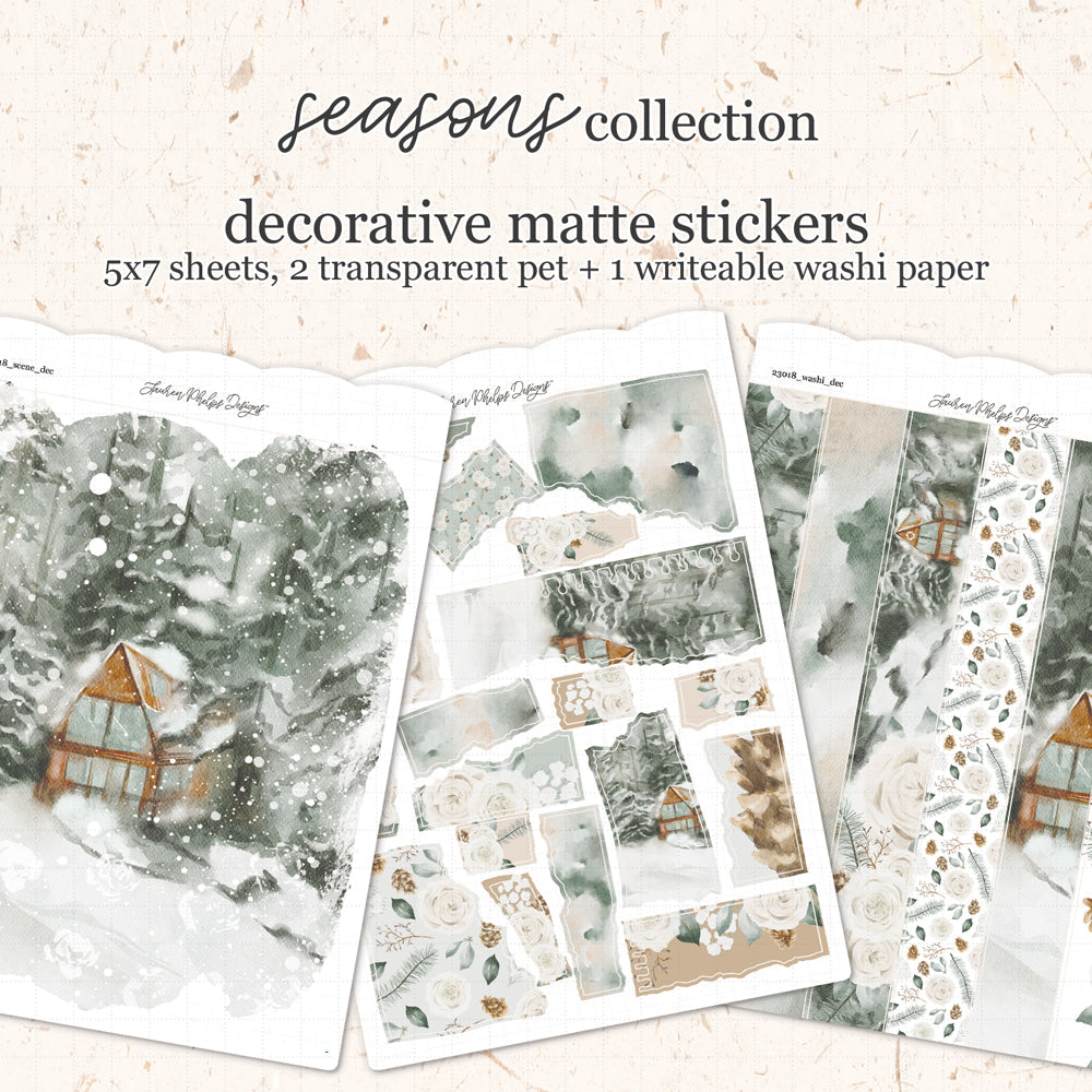 Seasons || December Satin P.E.T. & Washi Sticker Sheet Set(s)