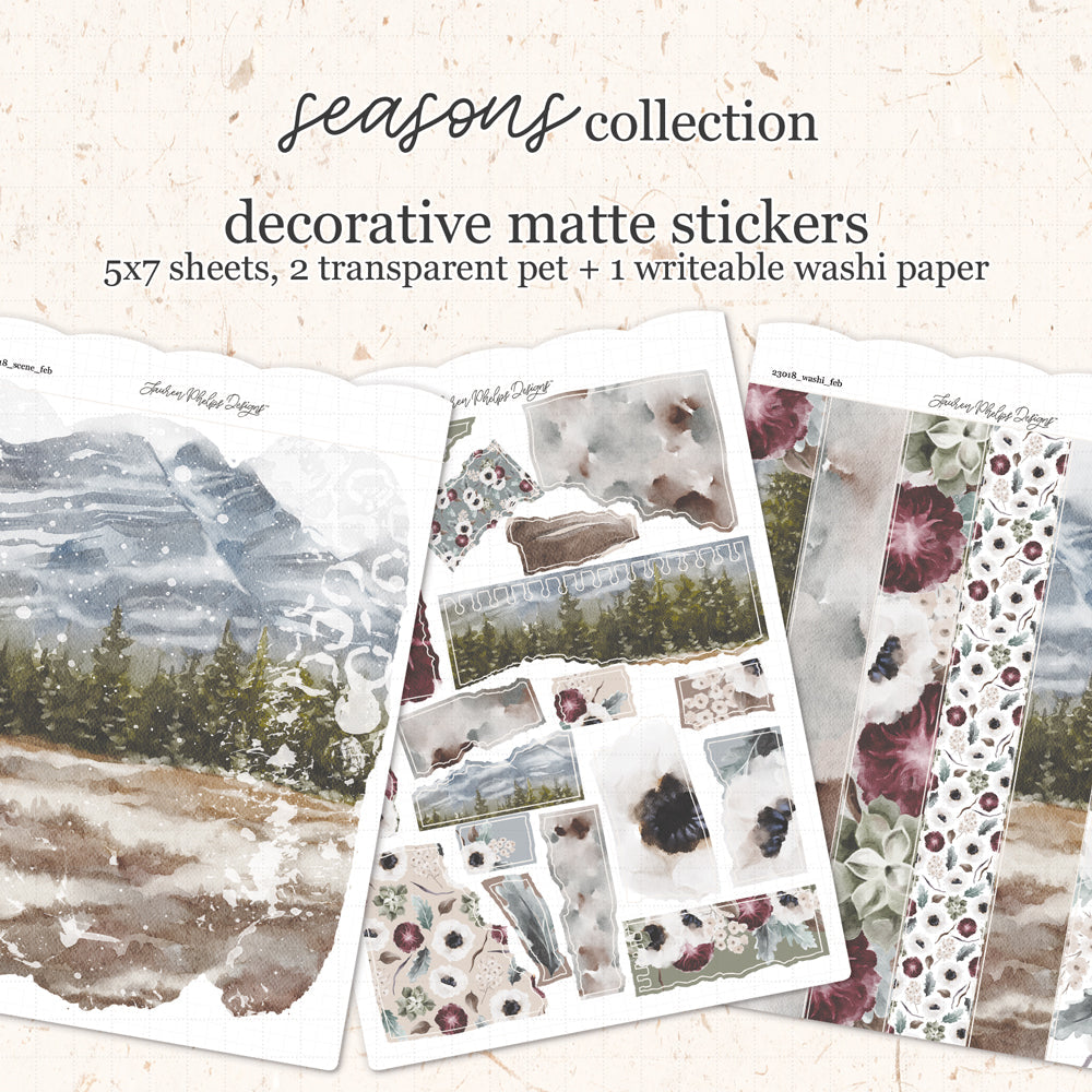 Seasons || February Satin P.E.T. & Washi Sticker Sheet Set(s)