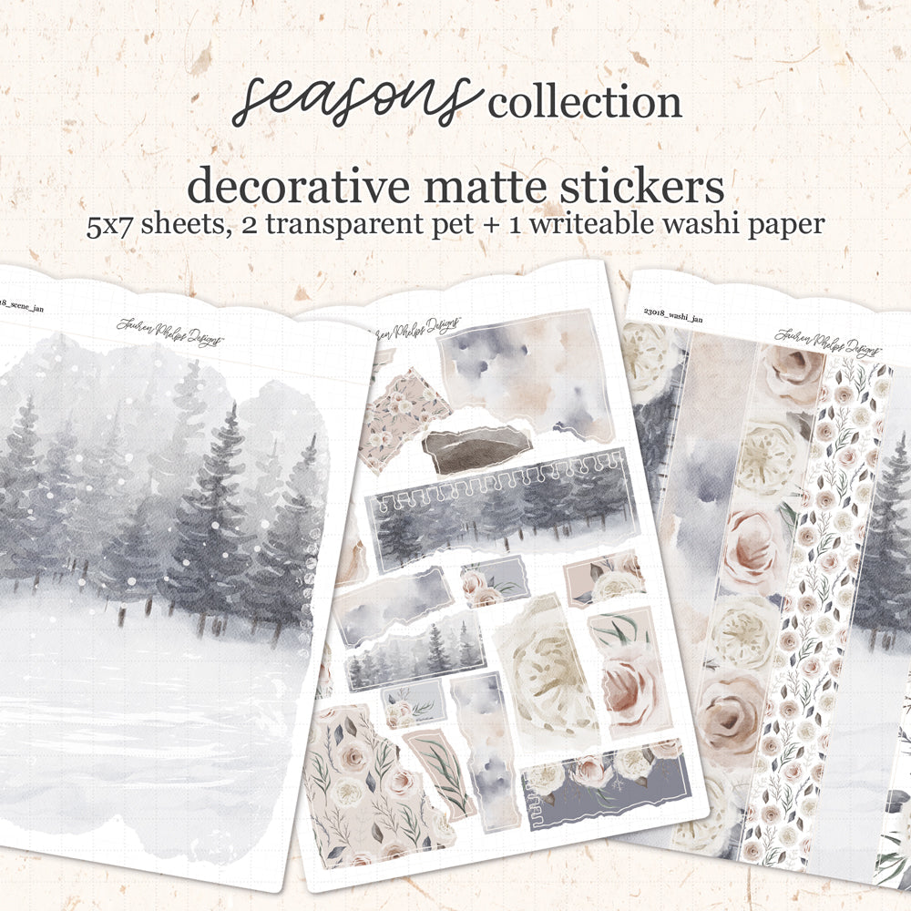 Seasons || January Satin P.E.T. & Washi Sticker Sheet Set(s)