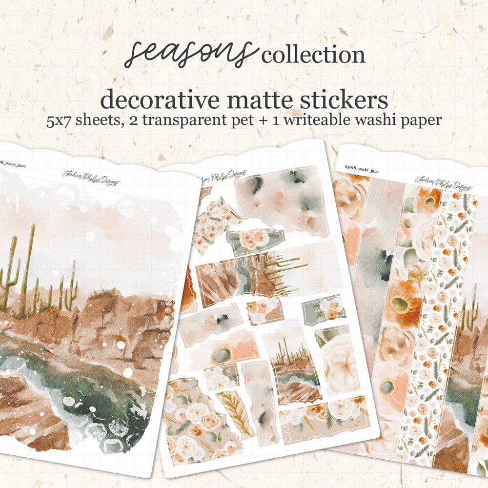 Seasons || June Satin P.E.T. & Washi Sticker Sheet Set(s)
