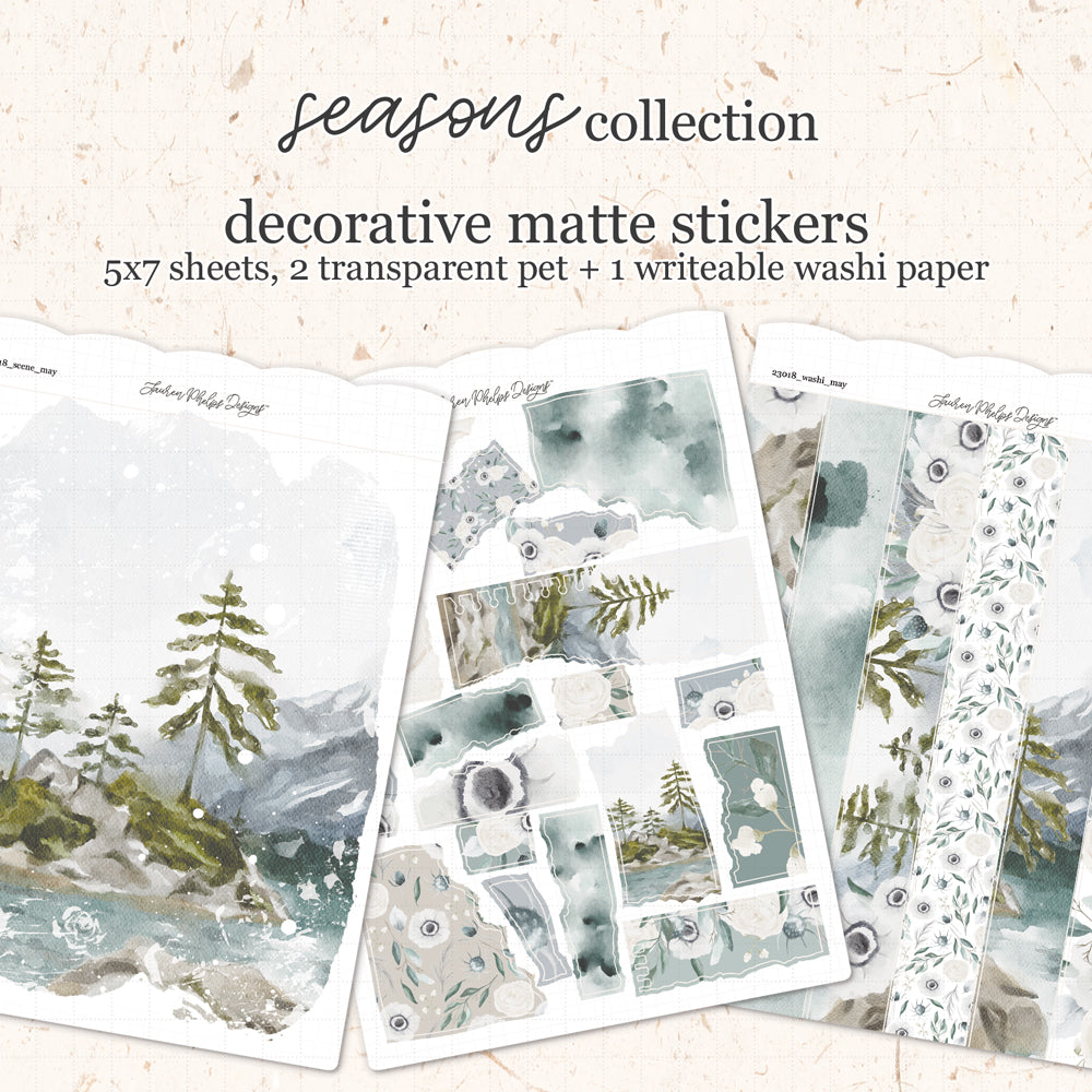 Seasons || May Satin P.E.T. & Washi Sticker Sheet Set(s)