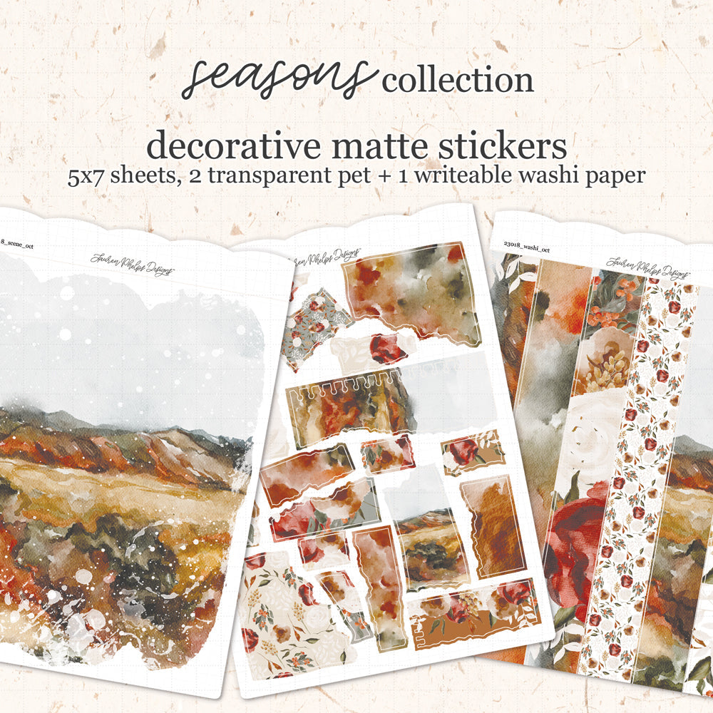 Seasons || October Satin P.E.T. & Washi Sticker Sheet Set(s)