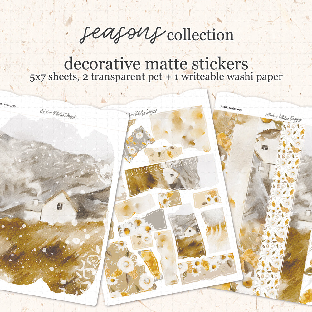 Seasons || September Satin P.E.T. & Washi Sticker Sheet Set(s)