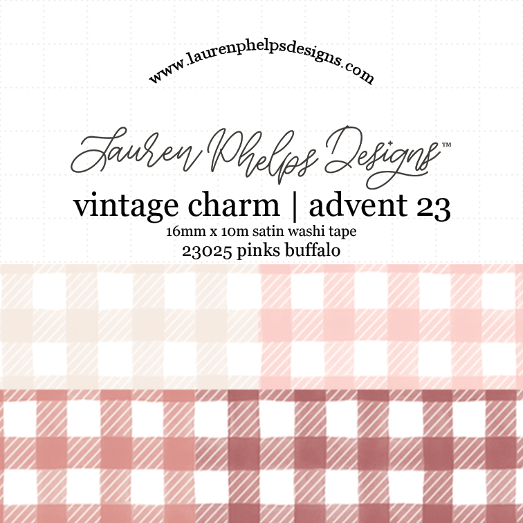 DAY 2 EXTRAS Pinks Buffalo 16mm Satin Washi Vintage Charm Advent 2023