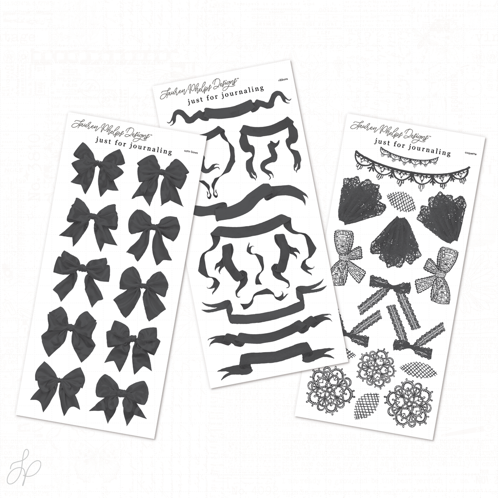 Journaling Coquette Bows, Ribbons & Lace | Set of 3
