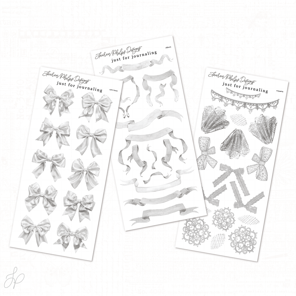 Journaling Coquette Bows, Ribbons & Lace | Set of 3