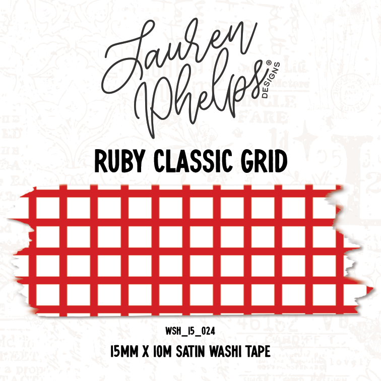 Ruby Classic Grid 15mm washi