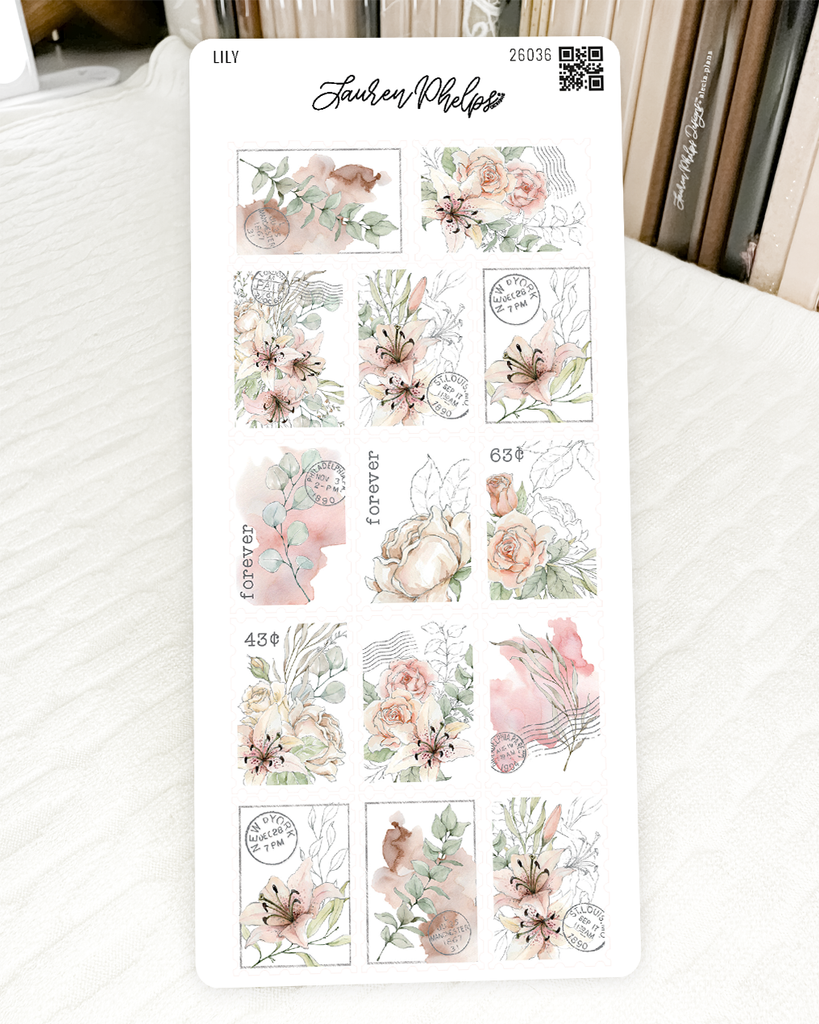Lily's Sticker Sample Lily Collection | Stamp Deco Sticker Sheet – Lauren Phelps Designs