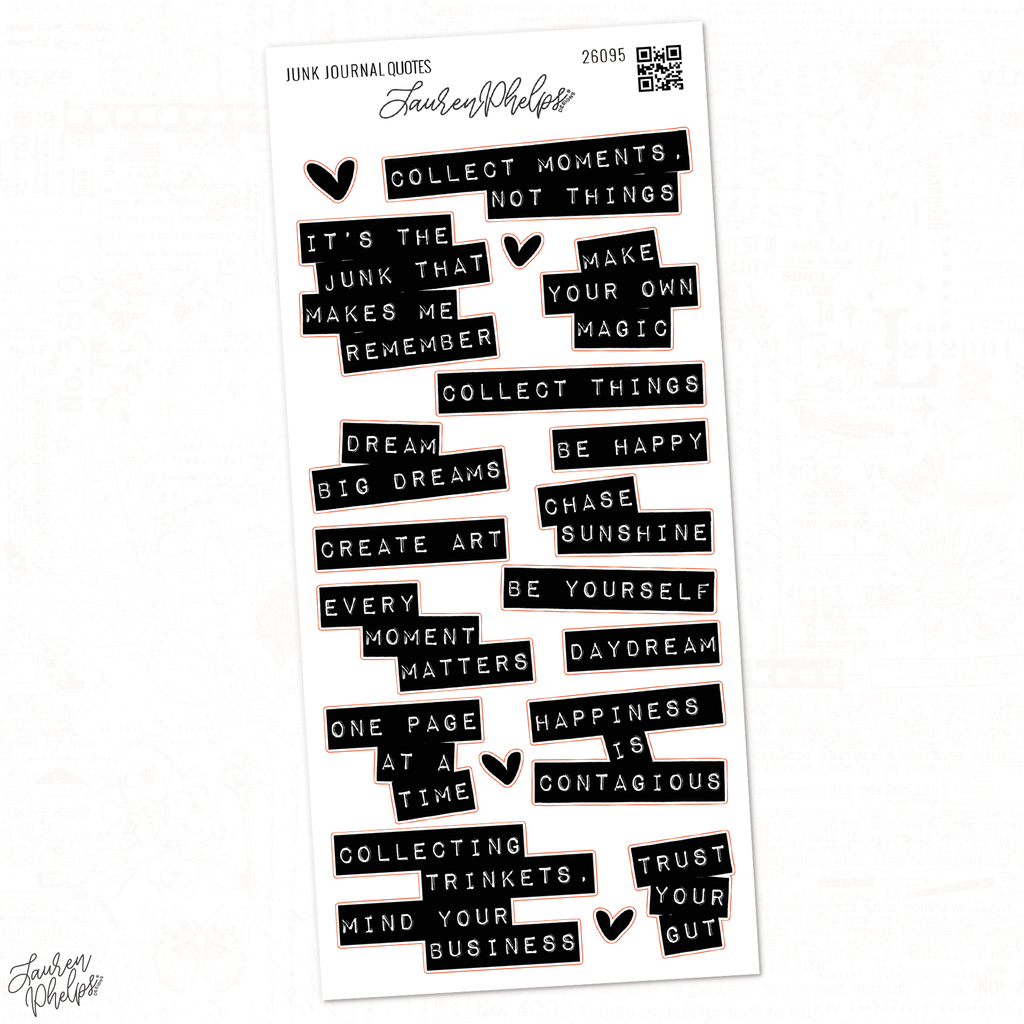 Junk Journal Label Maker Text Quotes Deco Sticker Sheet