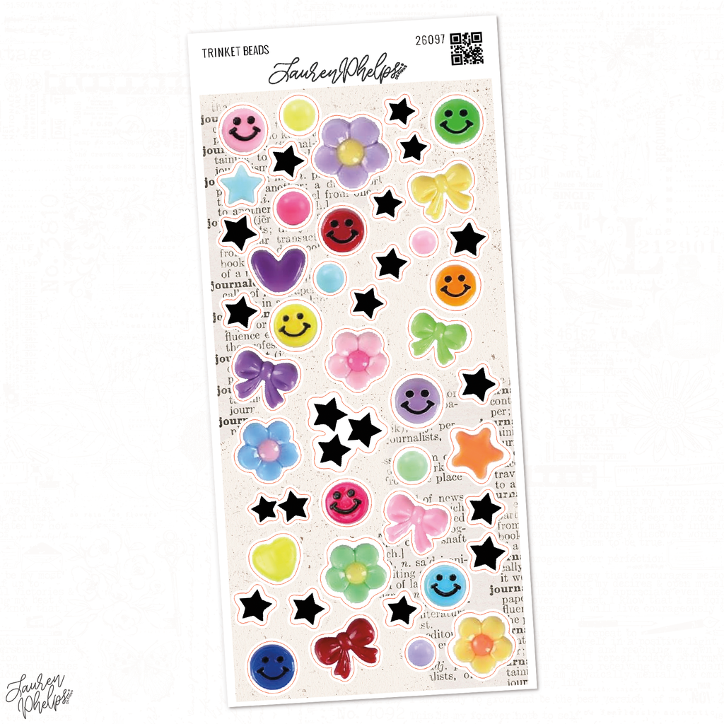 Junk Journal Trinket Beads Deco Sticker Sheet