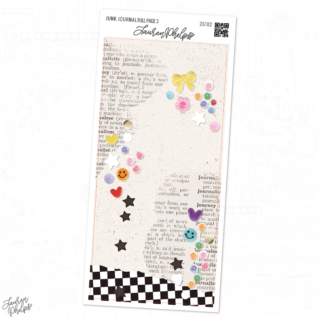 Junk Journal Trinkets Full Page Tearable Sticker Sheet 3
