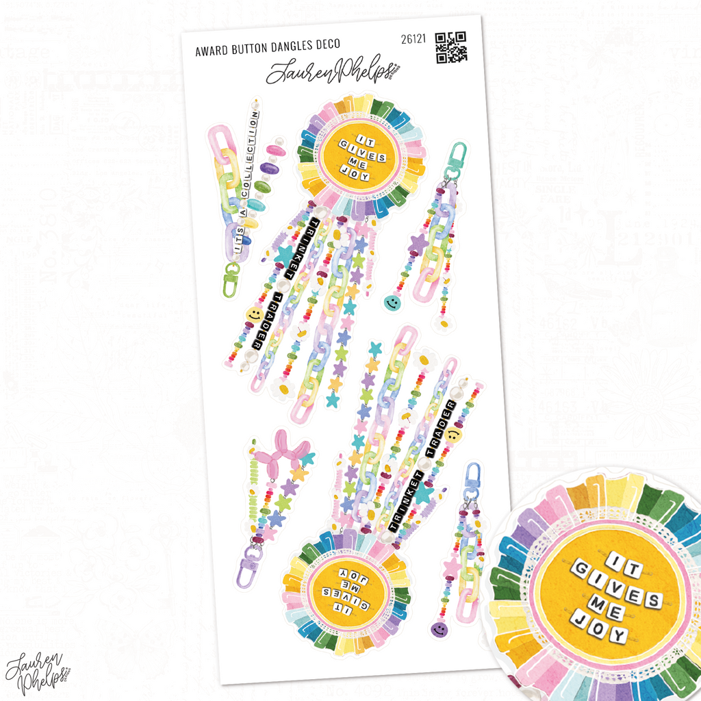 Award Button Dangles Deco Sticker Sheet