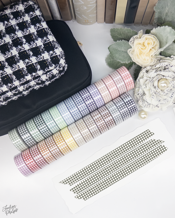 Olive Classic Grid 15mm washi