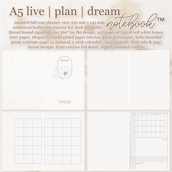 A5 Live | Plan | Dream™ Notebook by Lauren Phelps Designs