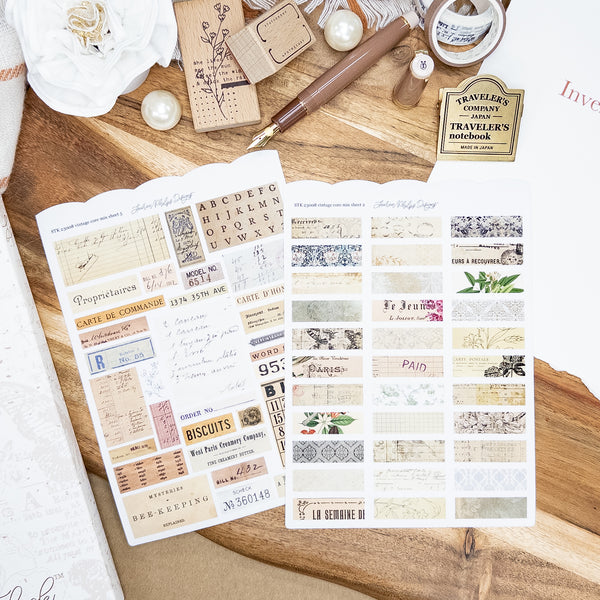 Vintage Core Satin Washi Journaling Sticker Sheet Set 2