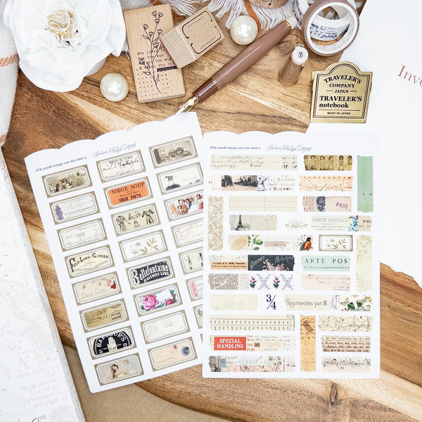 Vintage Core Satin Washi Journaling Sticker Sheet Set 3