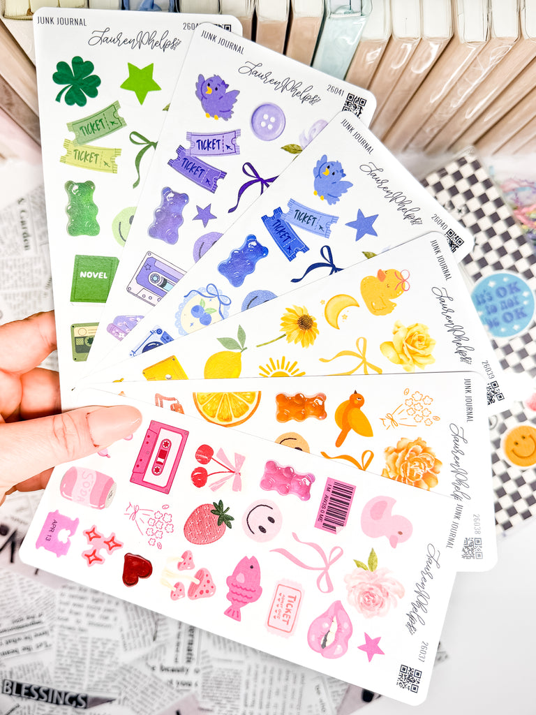 Junk Journaling Trinkets Sticker Bundle | set of 6