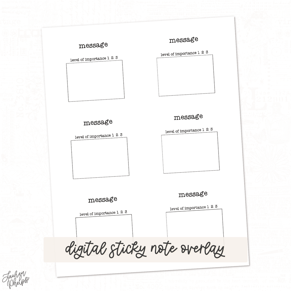 DIGITAL | Vol 9 Message Sticky Note Overlay