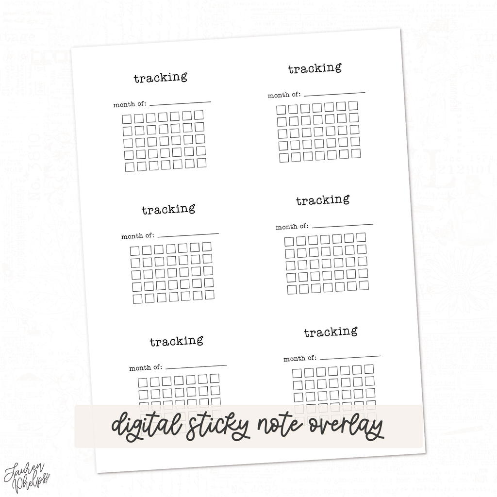 DIGITAL | Vol 11 Monthly Tracking Sticky Note Overlay
