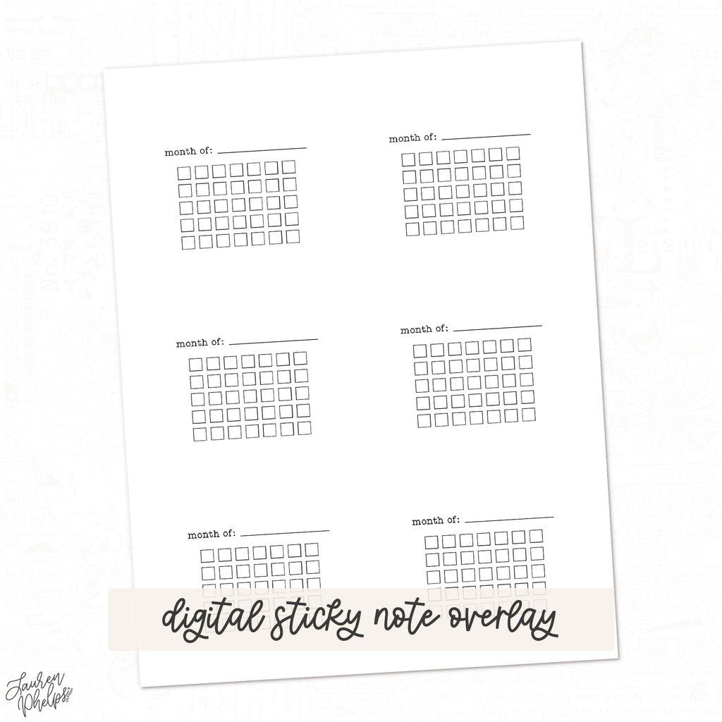 DIGITAL | Vol 10 Month Sticky Note Overlay