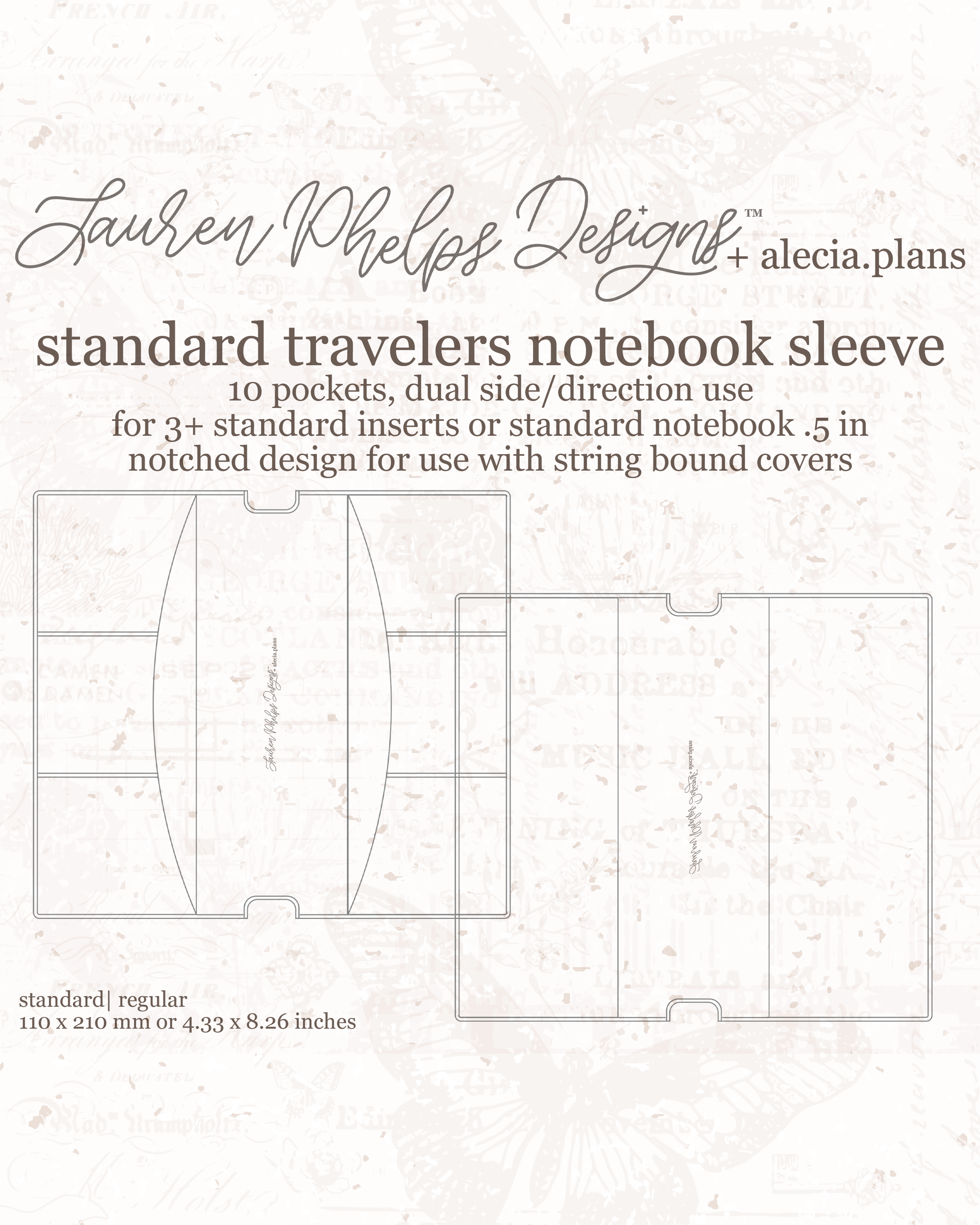 Standard Travelers Notebook Sleeve  Lauren Phelps Designs