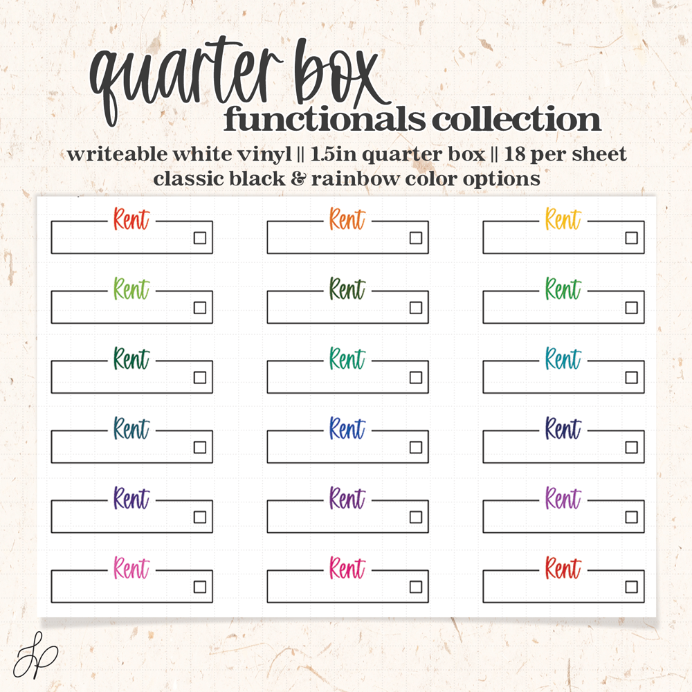 Rent || Quarter Box Planner Stickers