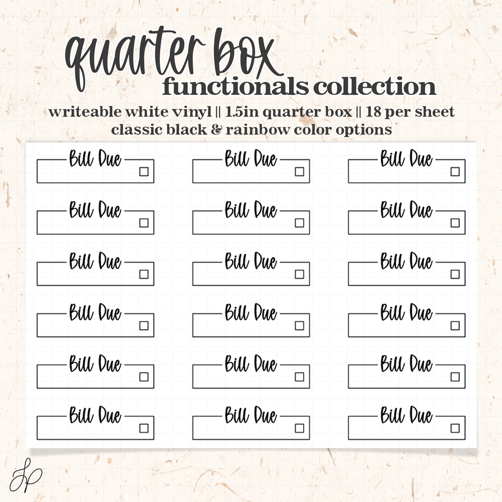 Bill Due || Quarter Box Planner Stickers