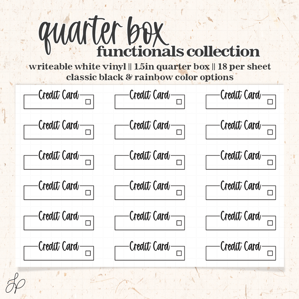 Credit Card || Quarter Box Planner Stickers