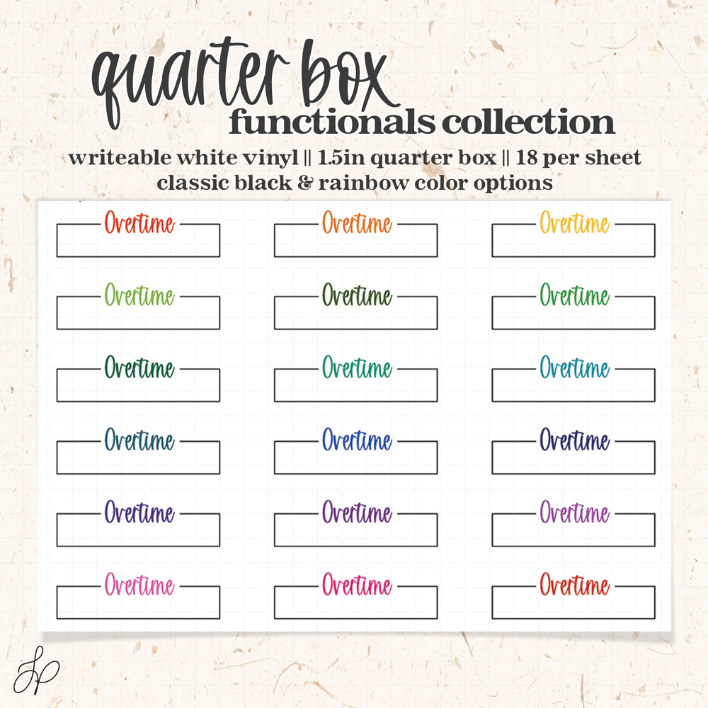 Overtime || Quarter Box Planner Stickers