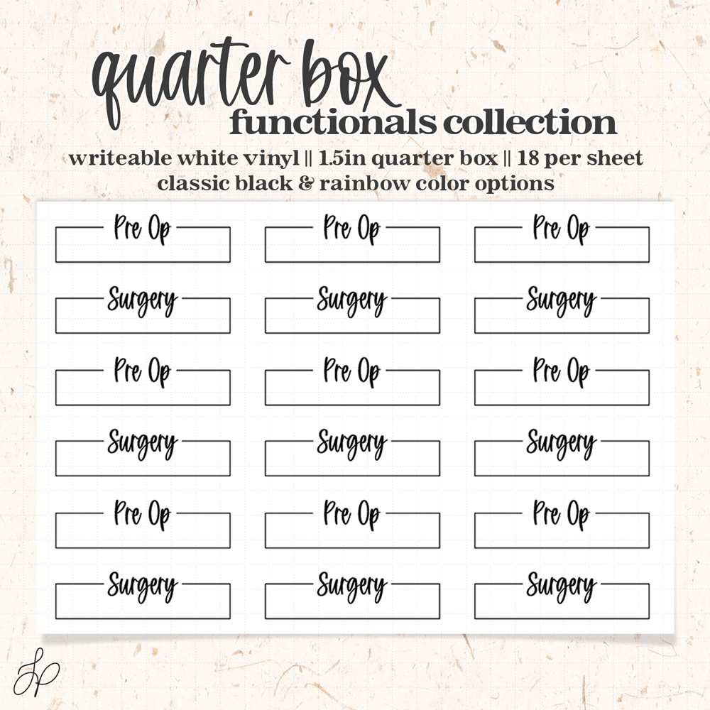 Pre-op and Surgery || Quarter Box Planner Stickers