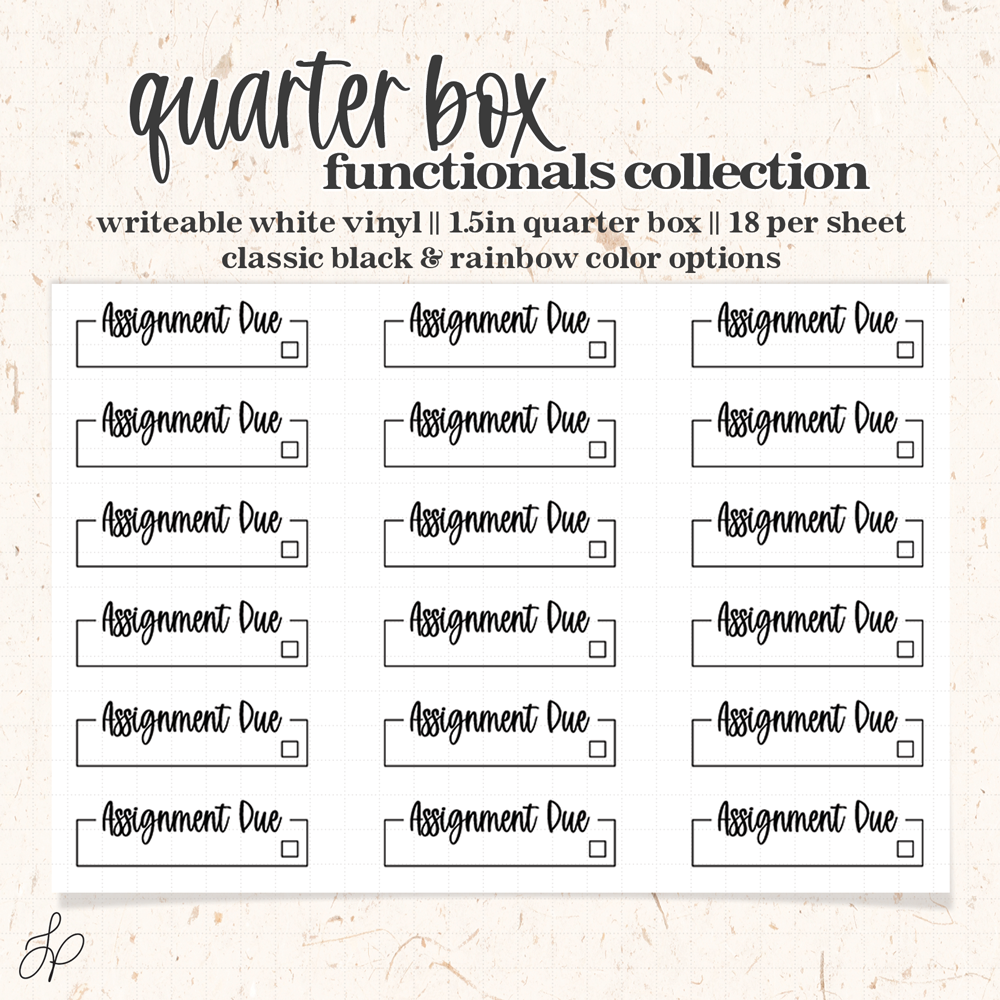 Assignment Due || Quarter Box Planner Stickers