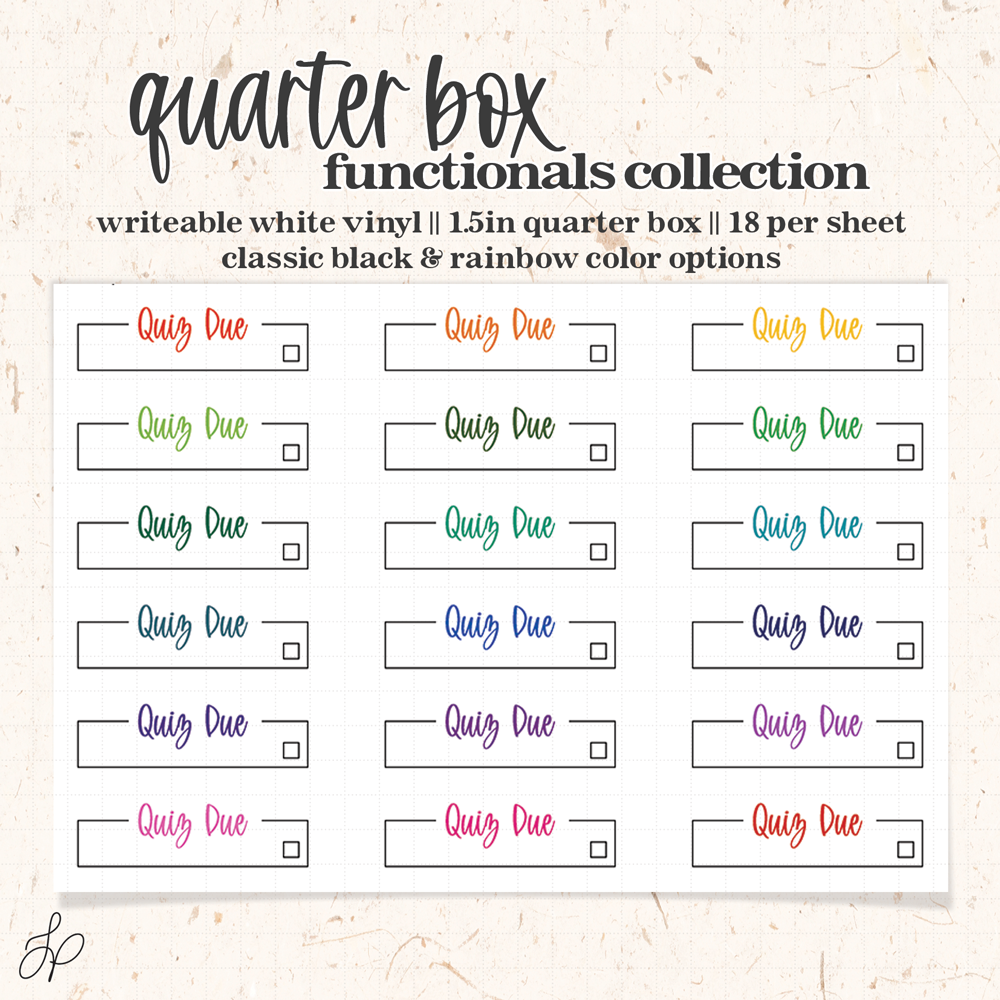 Quiz Due || Quarter Box Planner Stickers