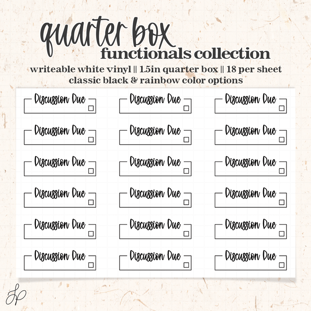 Discussion Due || Quarter Box Planner Stickers