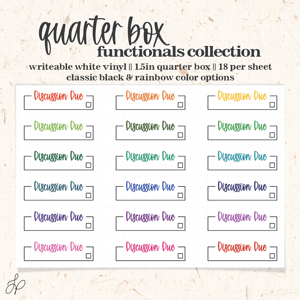 Discussion Due || Quarter Box Planner Stickers