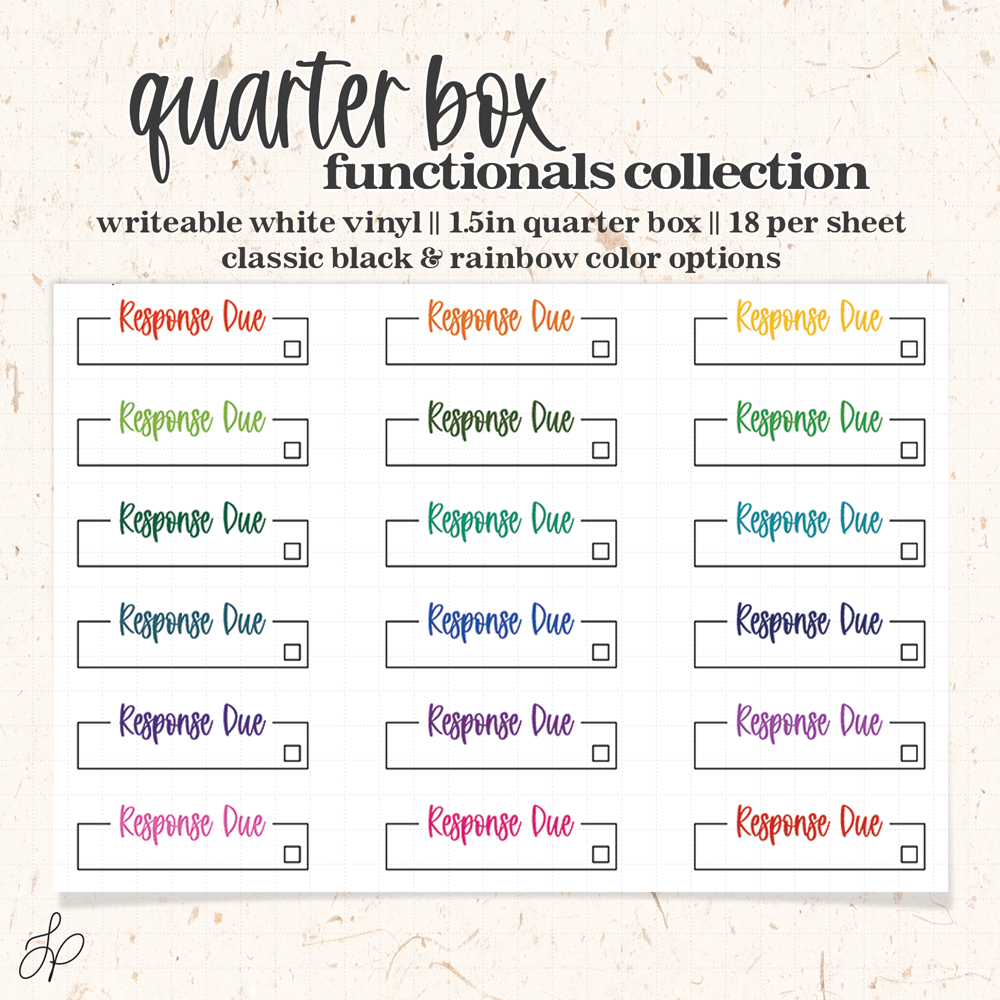 Response Due || Quarter Box Planner Stickers