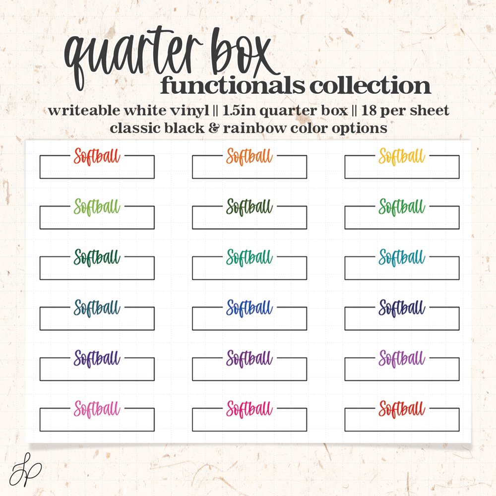 Softball || Quarter Box Planner Stickers