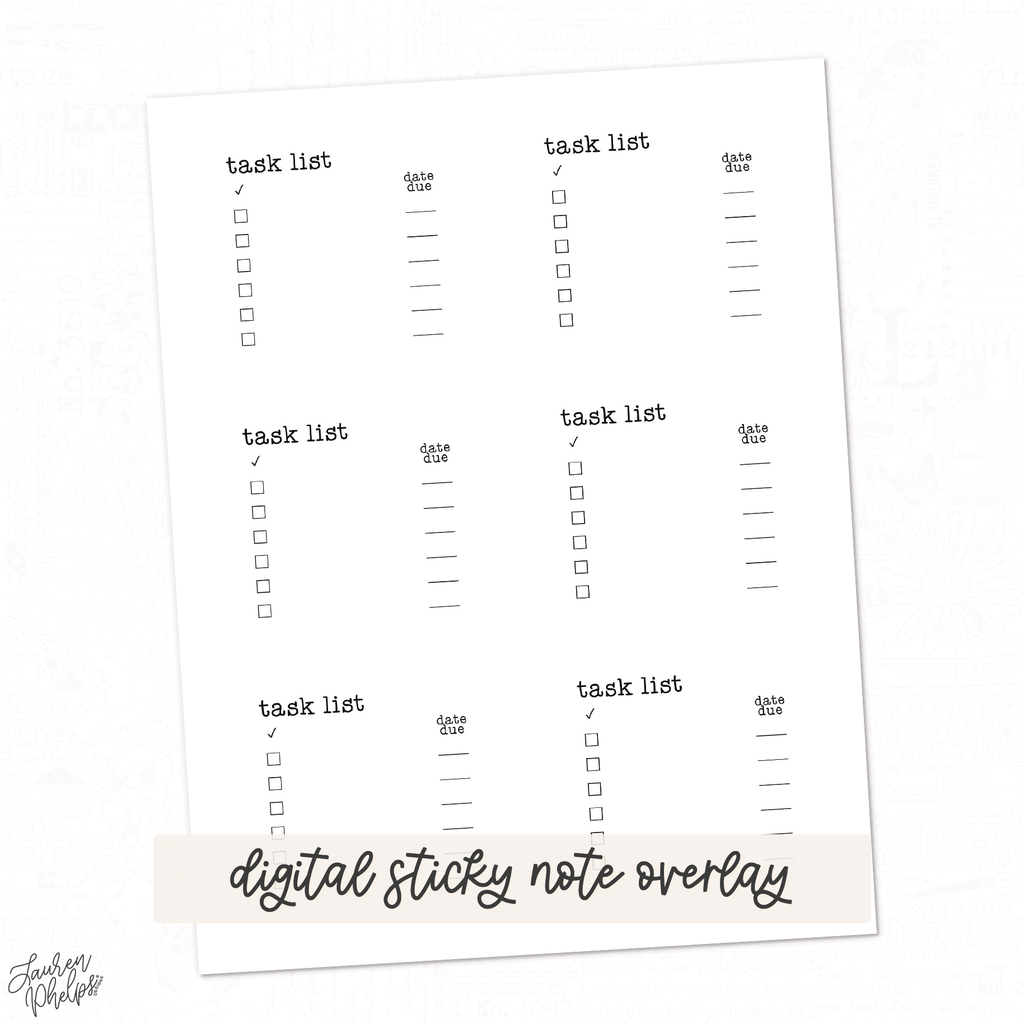 DIGITAL | Vol 14 Task List Sticky Note Overlay
