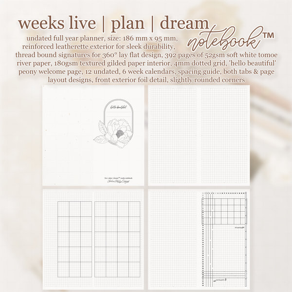 Weeks Live | Plan | Dream™ Notebook by Lauren Phelps Designs