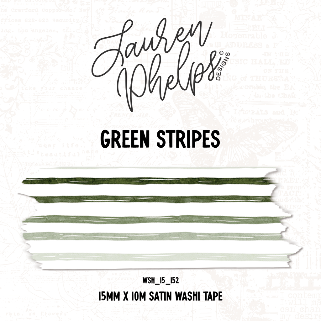 Green Stripes 15mm washi