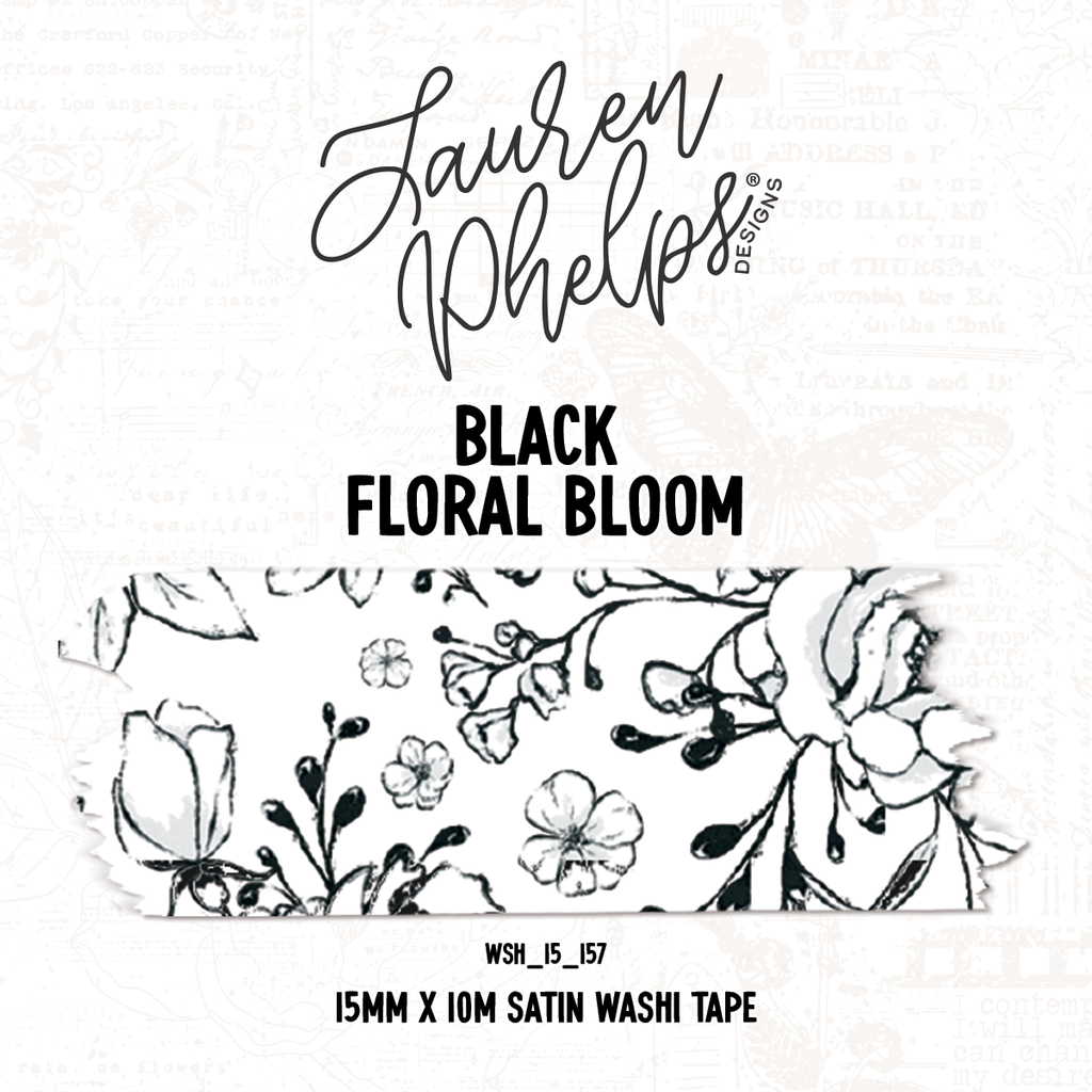 Black | Floral Bloom 15mm washi