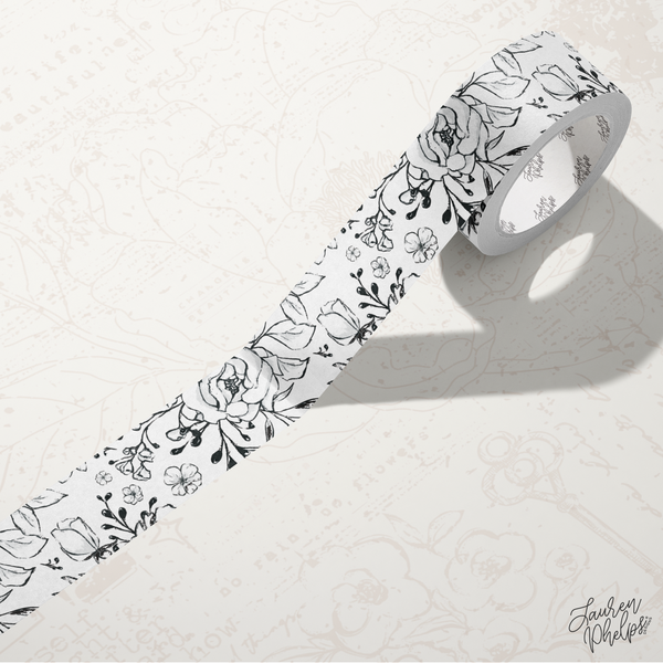 Black | Floral Bloom 15mm washi
