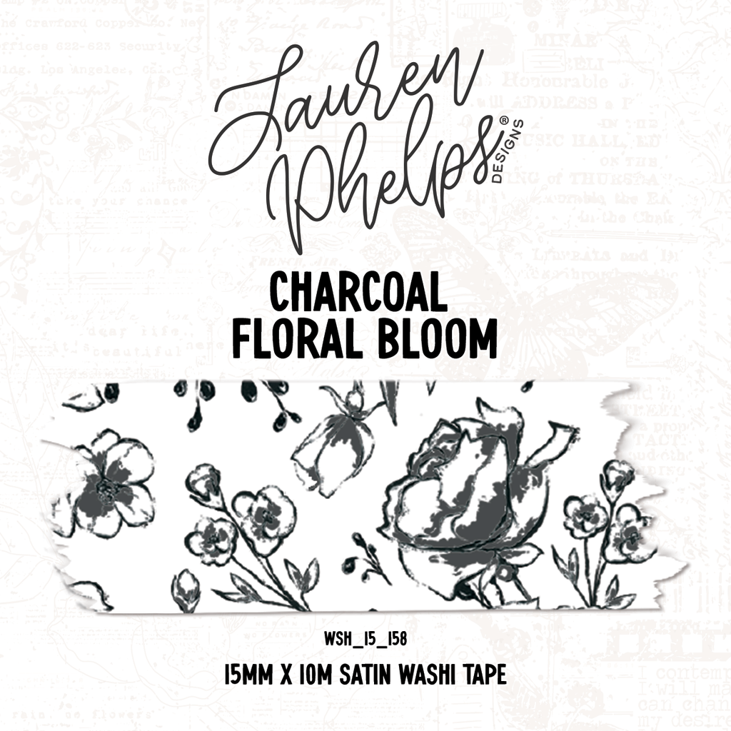 Charcoal | Floral Bloom 15mm washi