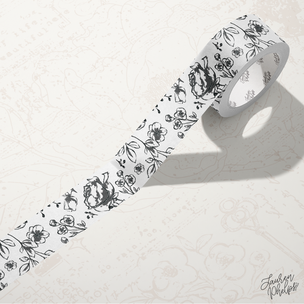 Charcoal | Floral Bloom 15mm washi