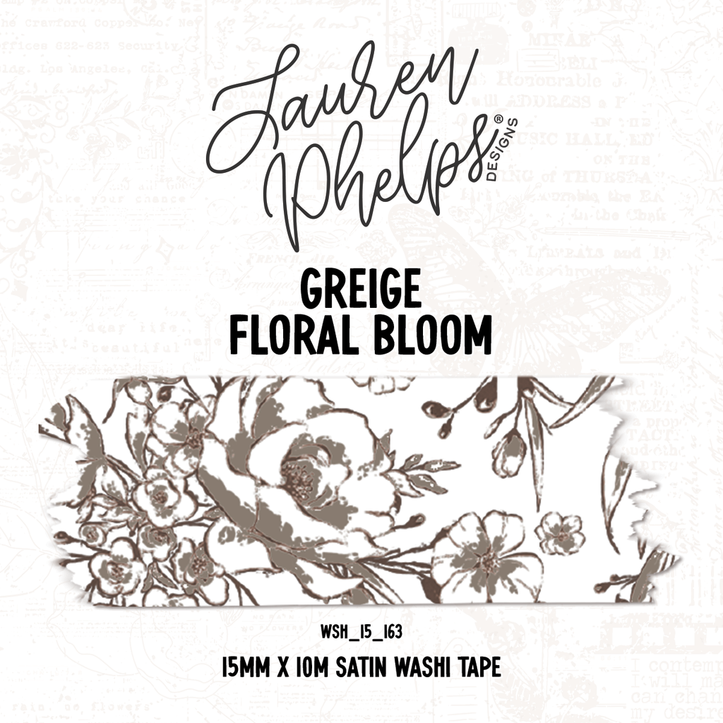Greige | Floral Bloom 15mm washi