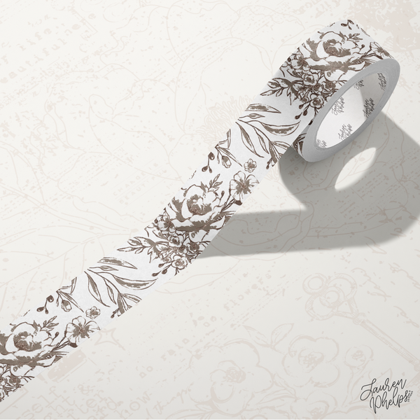 Greige | Floral Bloom 15mm washi